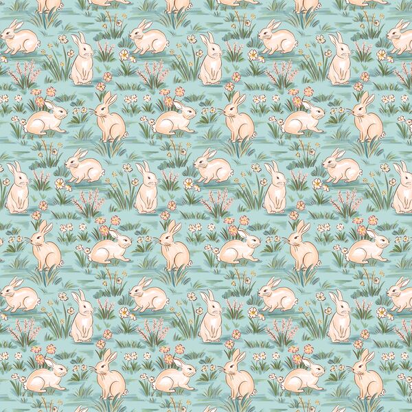 Little Bunny Burrows in Aqua Blue