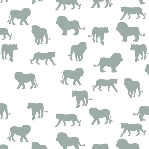 Lion Silhouette in Eucalyptus in White