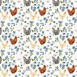 Little Garden Chickens in White
