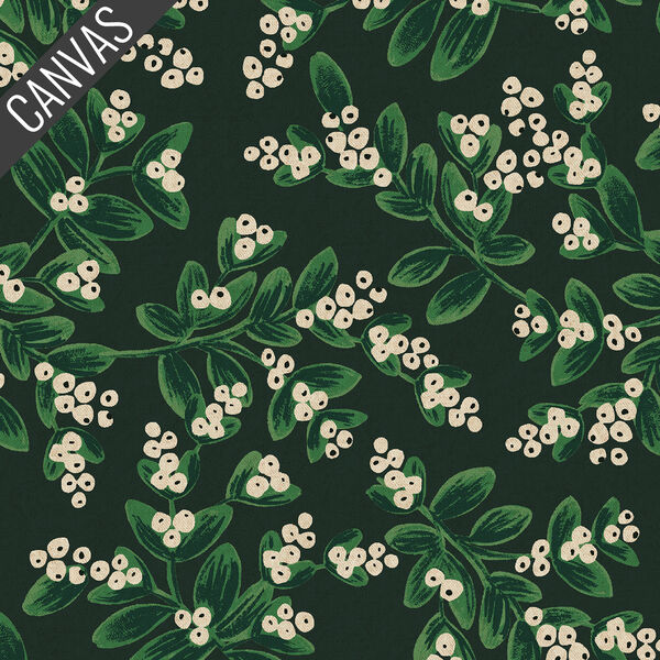 Mistletoe Canvas in Evergreen Unbleached Metallic