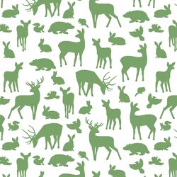 Forest Friends in Pistachio on White