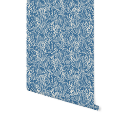 Middaugh Leaves in Ivory on Blithe Blue