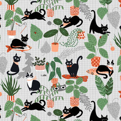Kitties in the Conservatory in Gray
