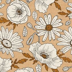 Large Poppies and Daisies in Tawny