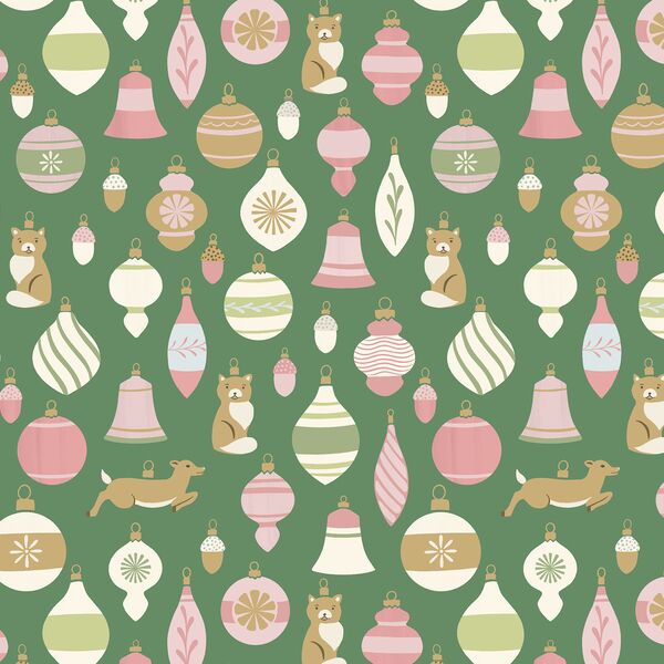 Retro Baubles in Yule Green