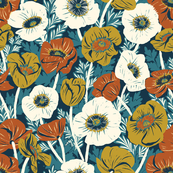 Poppy Field in Dark Teal