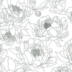 Large Sketched Garden in Garden Green on White