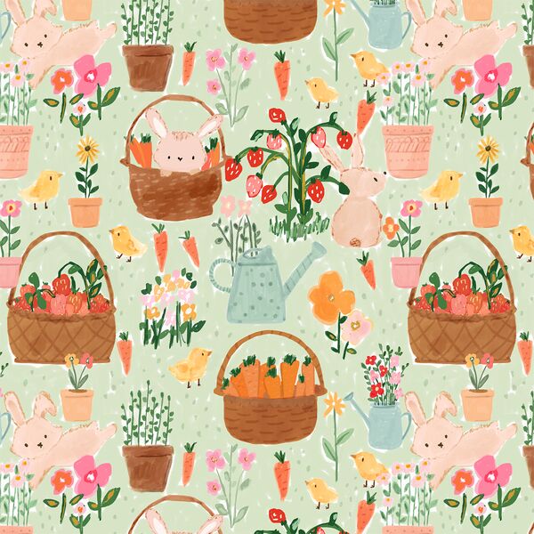 Bunny Picnic in Sage