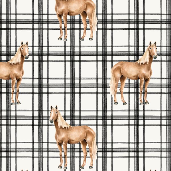 Country Horse in Farmhouse Plaid