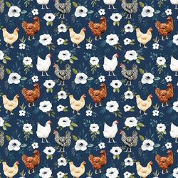Little Garden Chickens in Navy