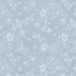 Sketched Florals in Clear Blue