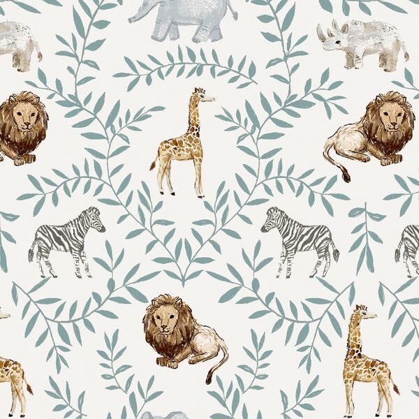 Animal Damask in Ivory