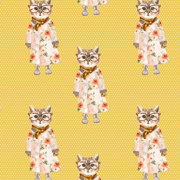 Miss Kitty in Yellow Polka Dots