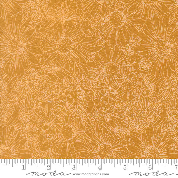 Pen Ink Flowers in Golden