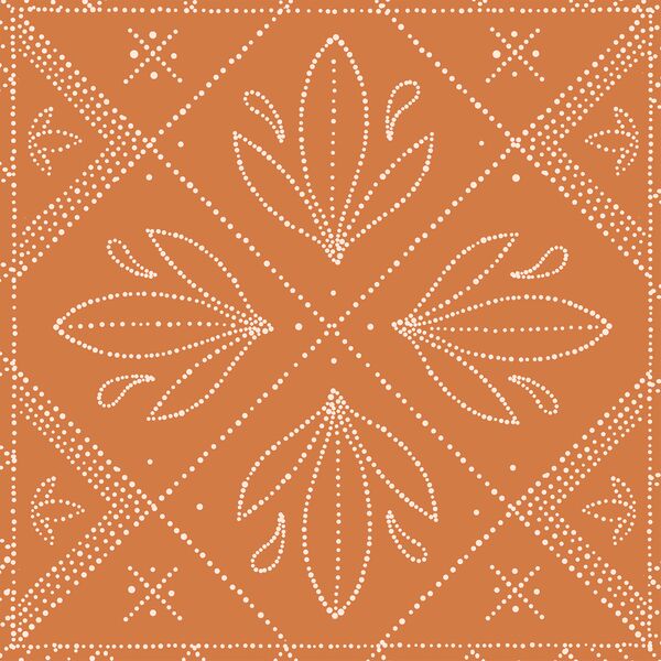 Large Dotted Tile in Pink Glow on Caramel
