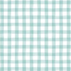 Watercolor Gingham in Aqua Blue