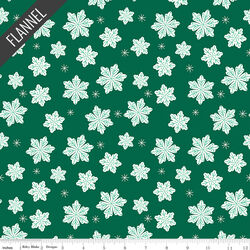 Snowflakes Flannel in Green