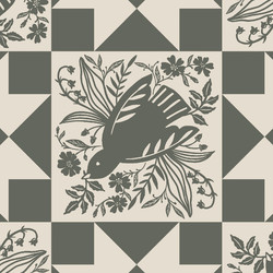 Dove Tile Faux Patchwork in Forest Green