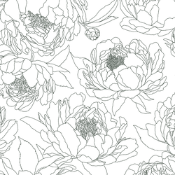 Large Sketched Garden in Garden Green on White