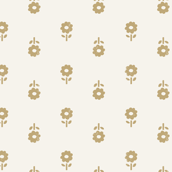 Large Folk Daisy Blockprint in Golden Olive