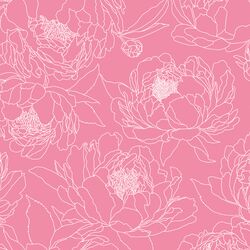Large Sketched Garden in Peony Pink