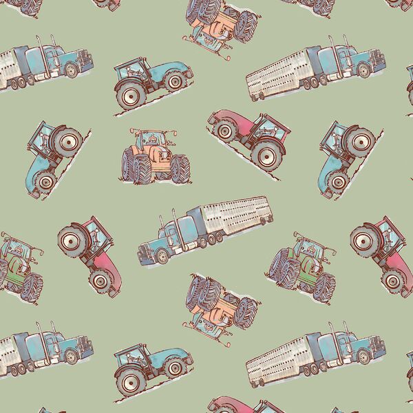 Tractor Toss Up in Basil Green