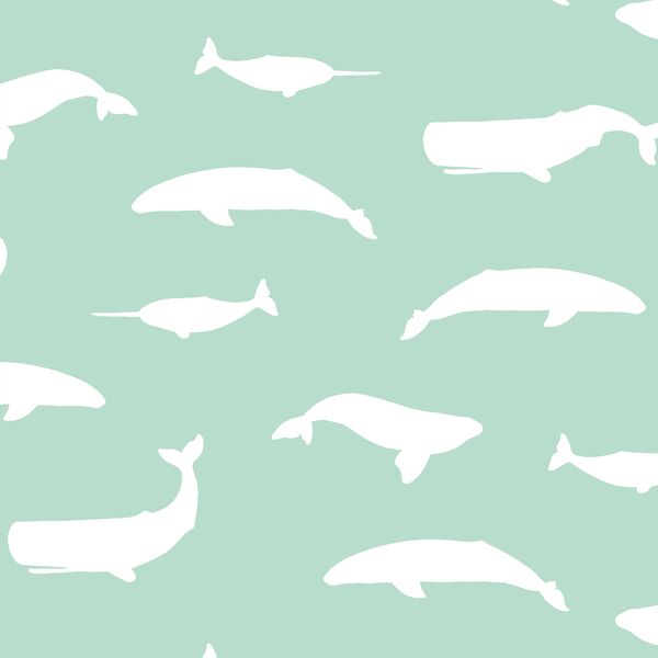 Whale Silhouette in Mint