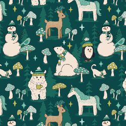 Festive Forest Friends in Teal Shadow