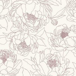 Large Sketched Garden in Viola on Alabaster