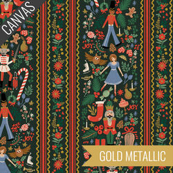 Nutcracker March Canvas in Evergreen Metallic