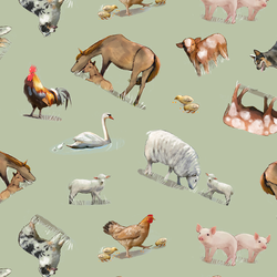 Large Barnyard Animals in Basil Green