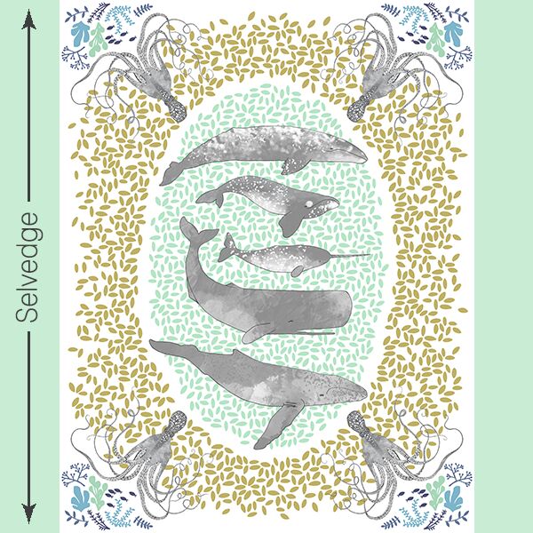 Mariner Quilt Panel in Briney Seas