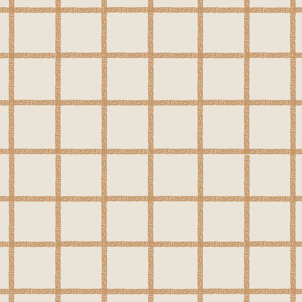 Stitched Grid in Tawny on Cream