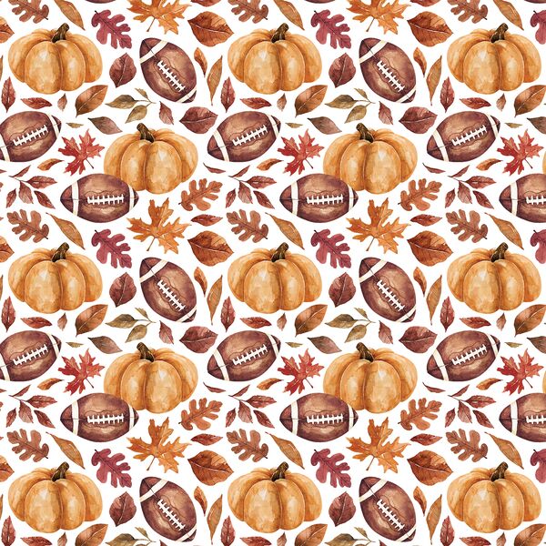 Little Footballs and Pumpkins in White