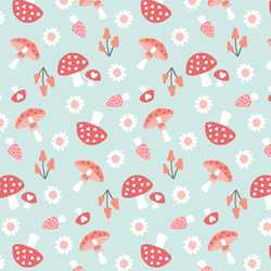 Mushroom Hearts in Aqua Blue