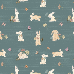 Bunnies in Vintage Teal