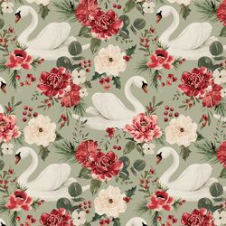 Floral Swan in Sage