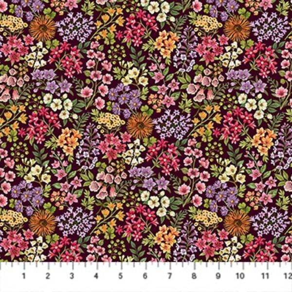 Small Packed Floral in Maroon Multi