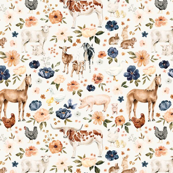 Meadow Farm Animals in Cream