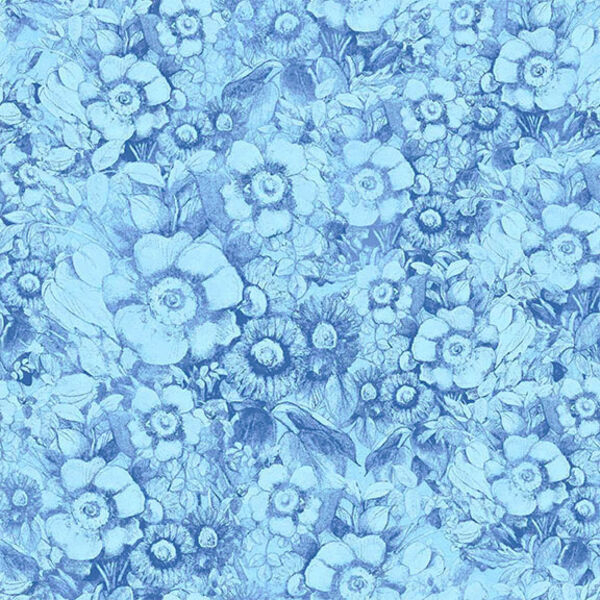 Packed Floral in Blue