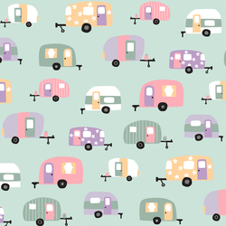Campers in Pastel Mint