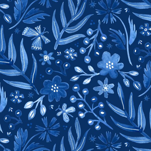 Large Flutter Floral in Sapphire