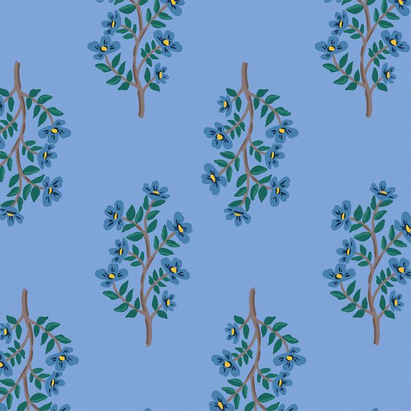 Coastal Blooms in Azure Blue