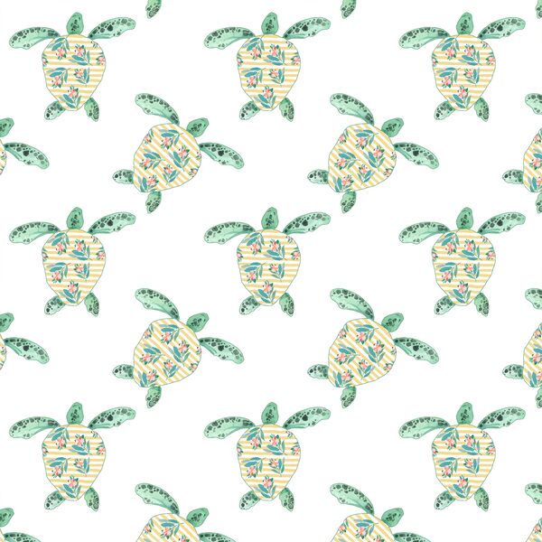 Floral Turtle in Yellow