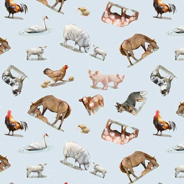 Barnyard Animals in Sky Blue