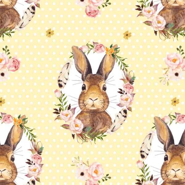Bunny Love on Polka Dots in Lemon Chiffon