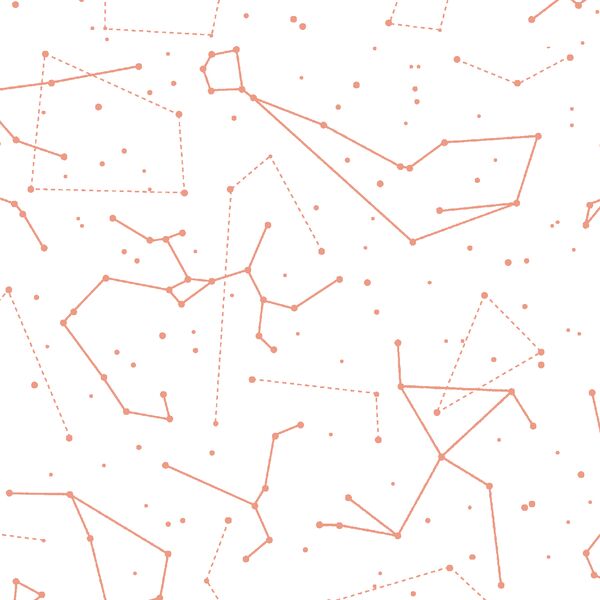 Star Charts in Grapefruit on White