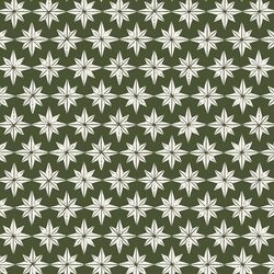 Stars in Cream on Mistletoe Green