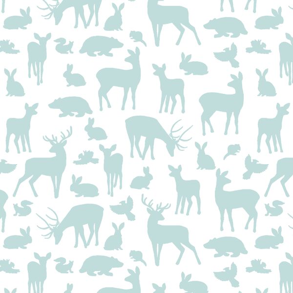 Forest Friends in Glacier Blue on White