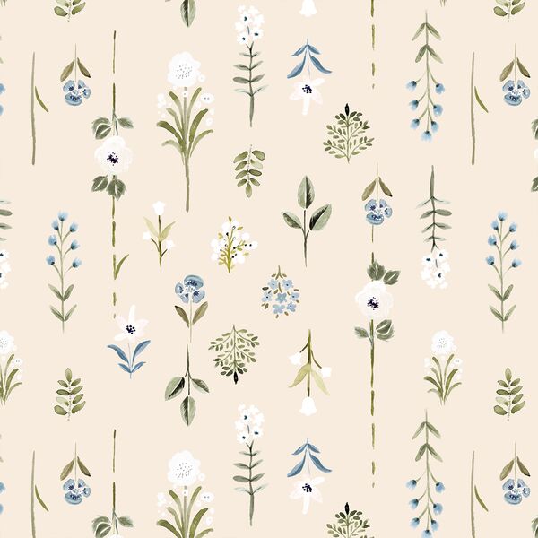Botanical Study in Cornflower Blue